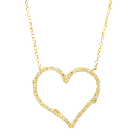 Diamond Willow Heart Necklace, Yellow Gold Pendant Elisabeth Bell Jewelry   