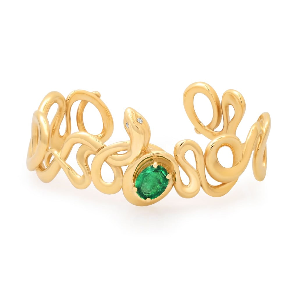 Emerald Snake Cuff Cuff Bracelet Elisabeth Bell Jewelry   