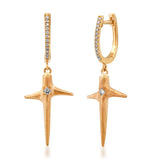 Mini Thorn Cross Earrings Drop Earrings Elisabeth Bell Jewelry   