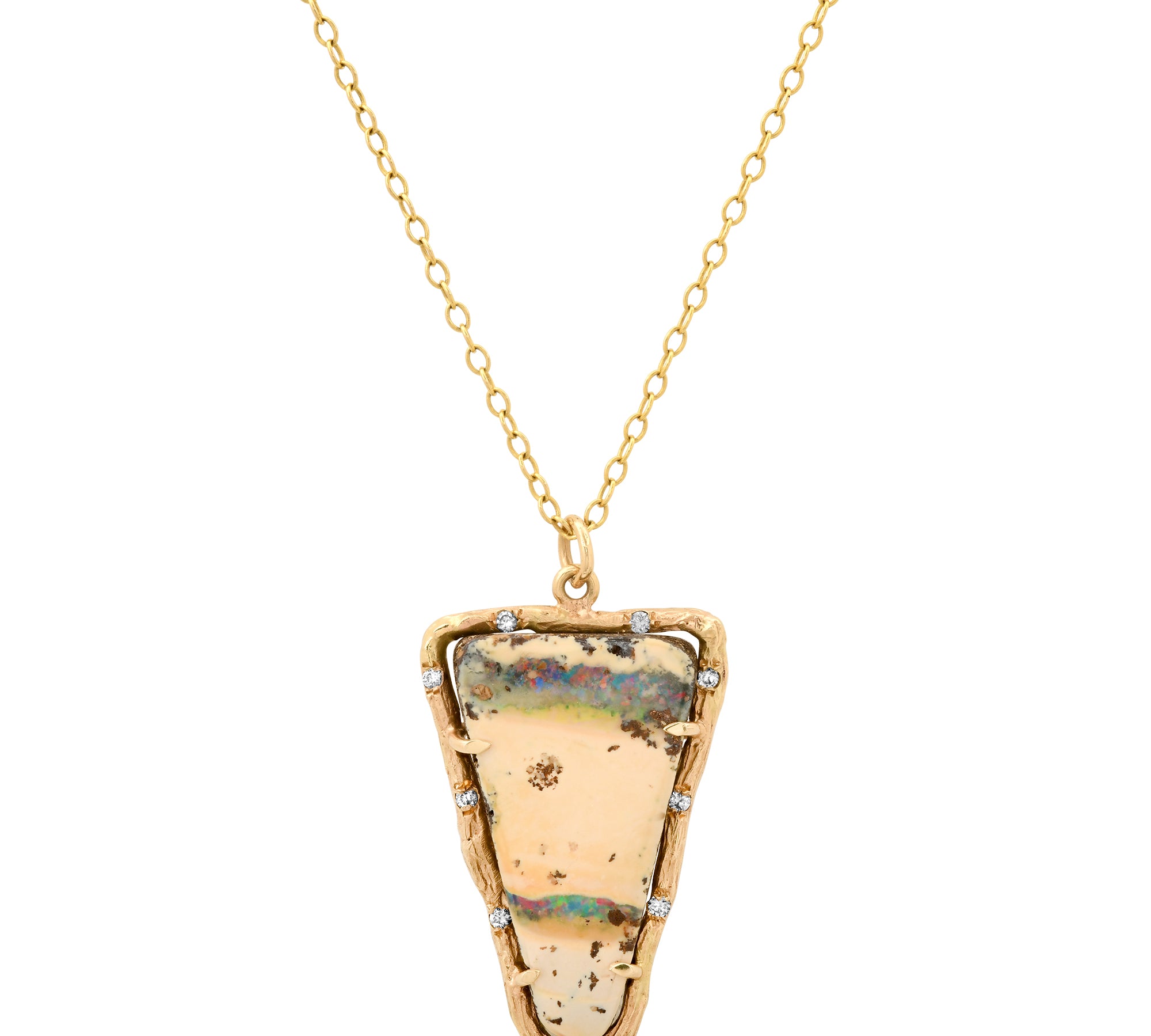 White Opal Stripe Necklace Pendant Elisabeth Bell Jewelry   