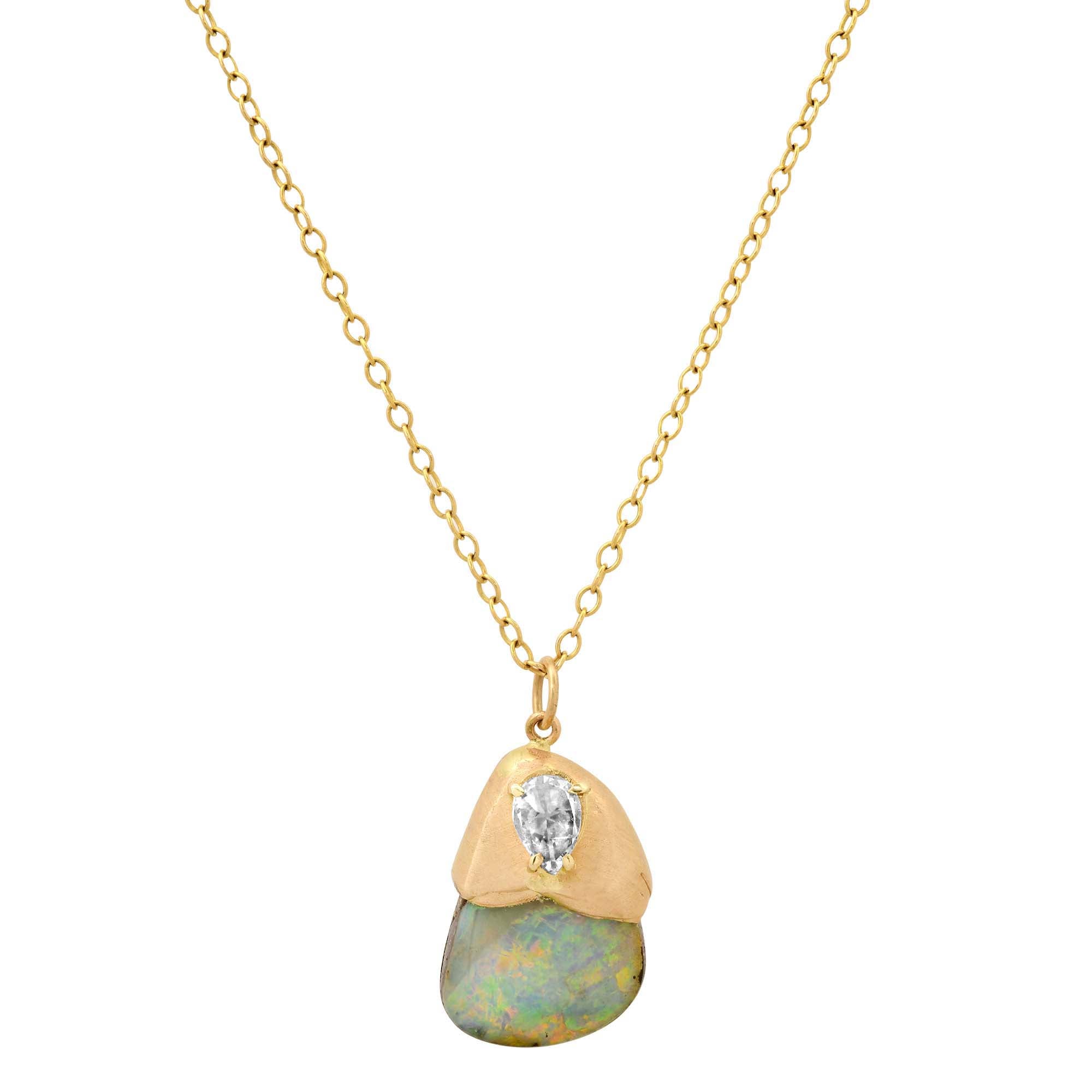 Melted Opal Necklace Pendant Elisabeth Bell Jewelry   