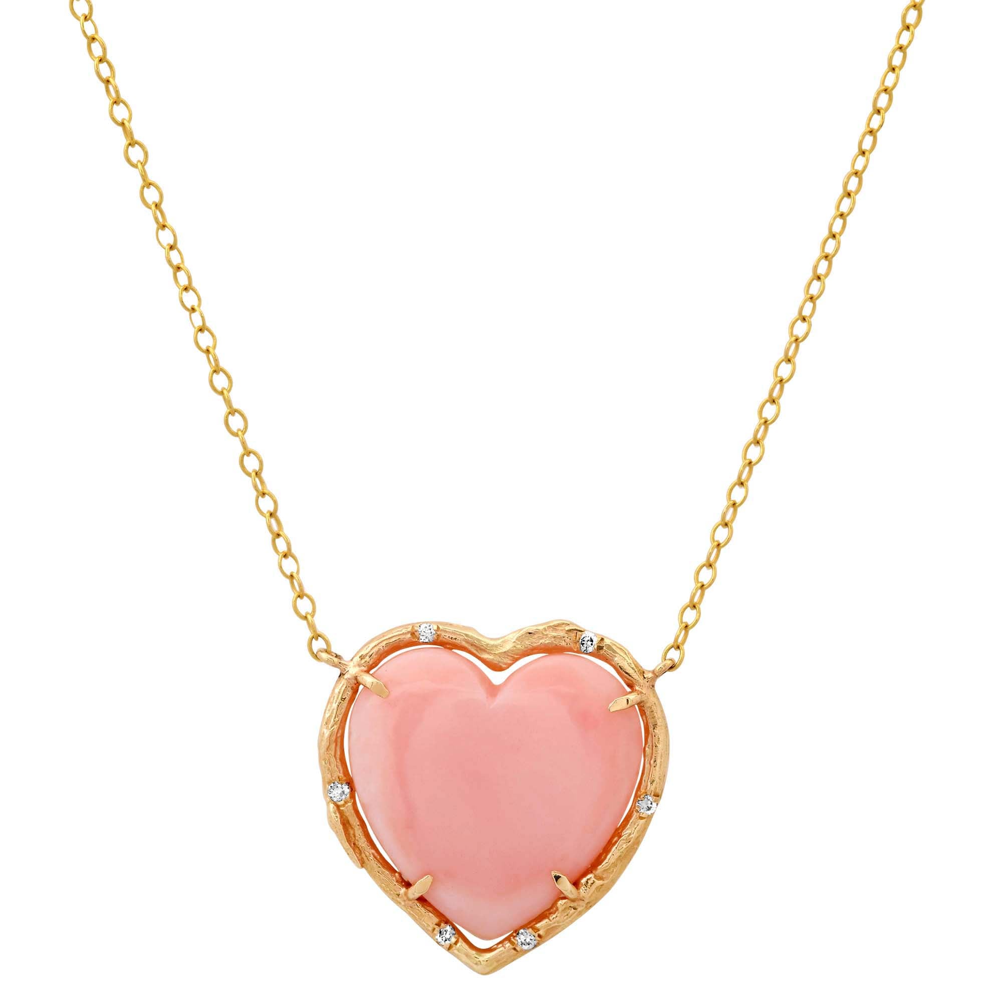 Pink Opal Heart Necklace Necklace Elisabeth Bell Jewelry   