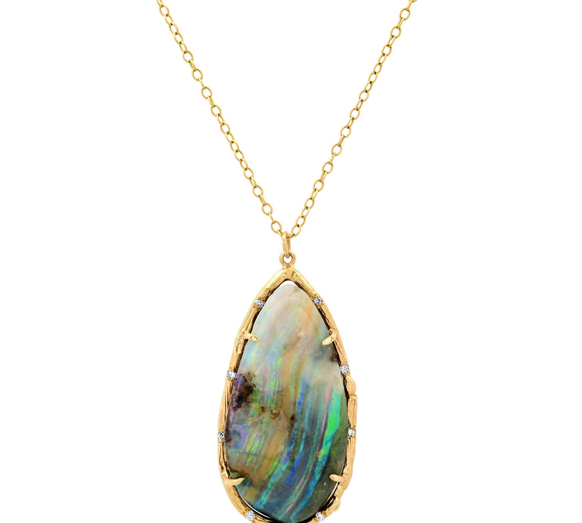 Opal Stripe Pendant Necklace Pendant Elisabeth Bell Jewelry   