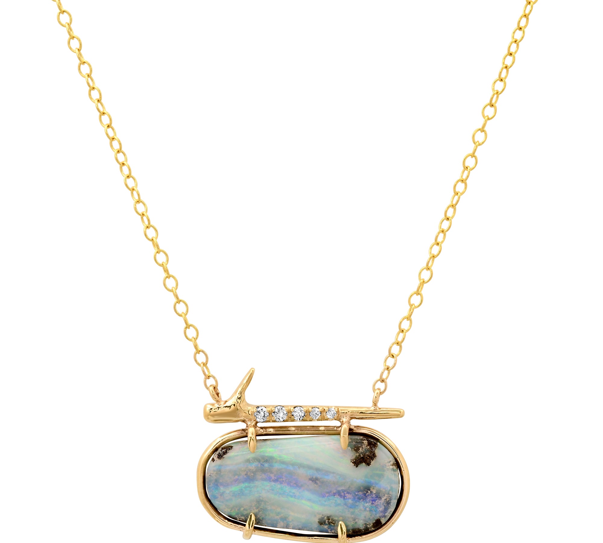 Wave Opal Thorn Necklace Pendant Elisabeth Bell Jewelry   