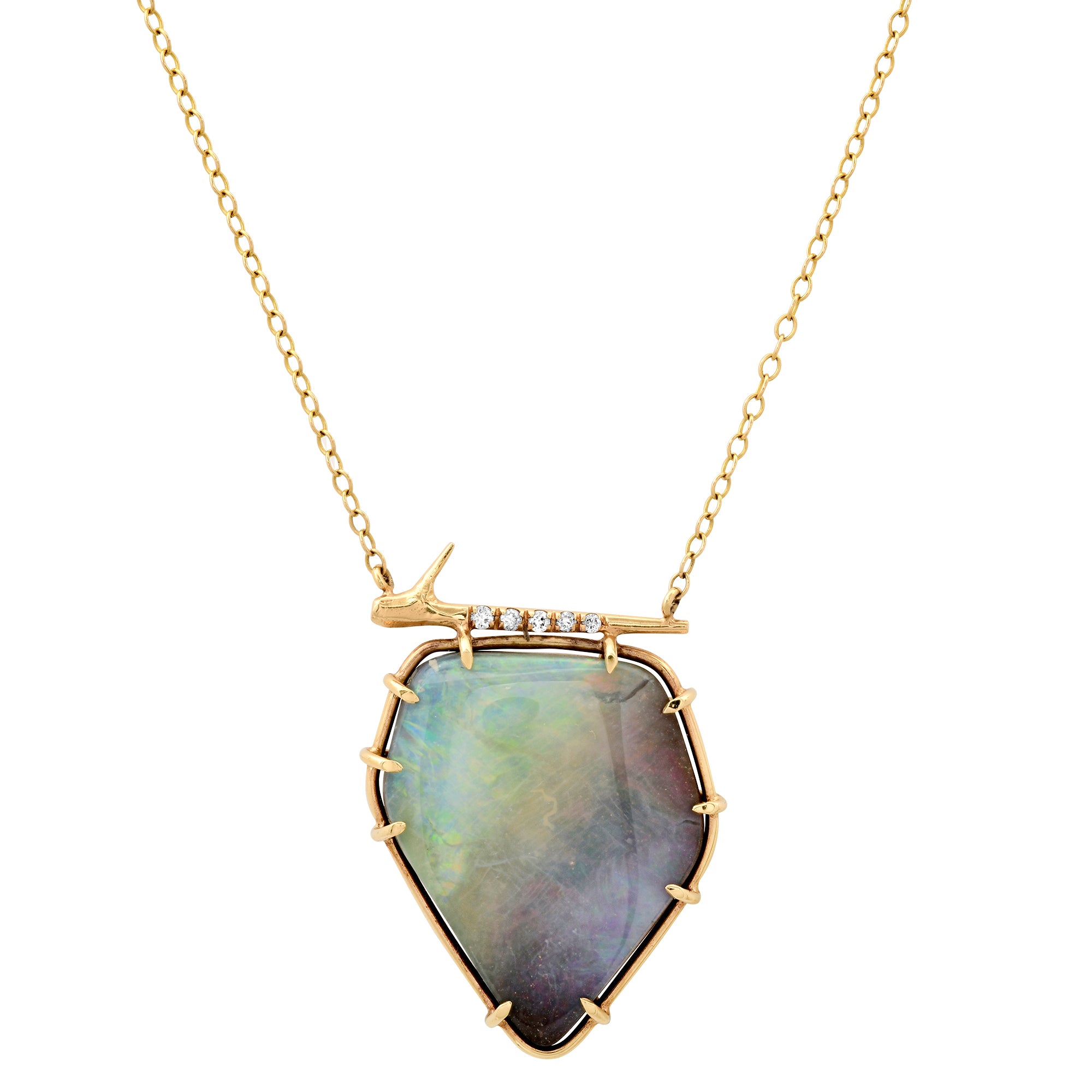 Rainbow Opal Thorn Necklace Pendant Necklace Elisabeth Bell Jewelry