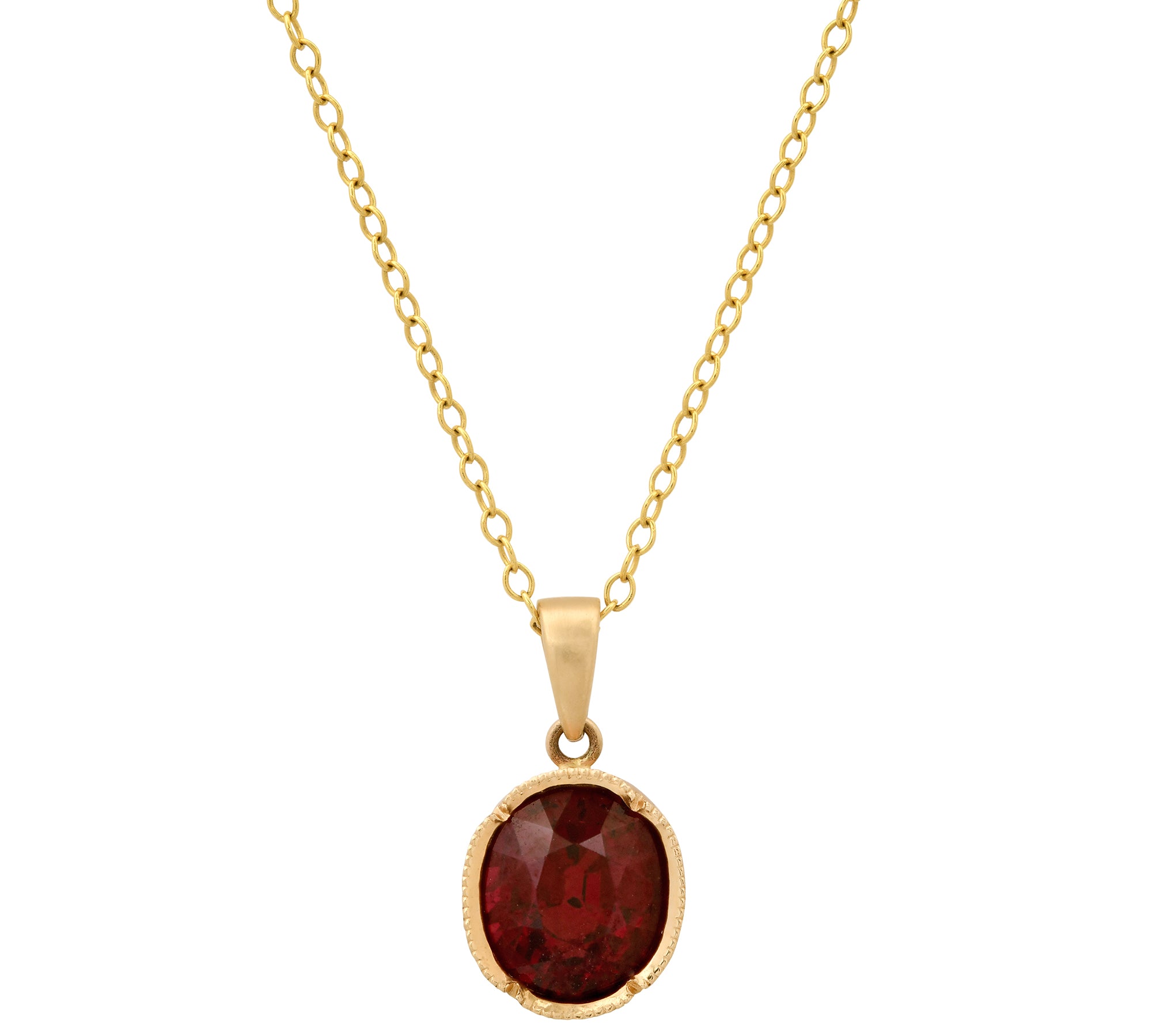 Garnet Drop Necklace Pendant Elisabeth Bell Jewelry   