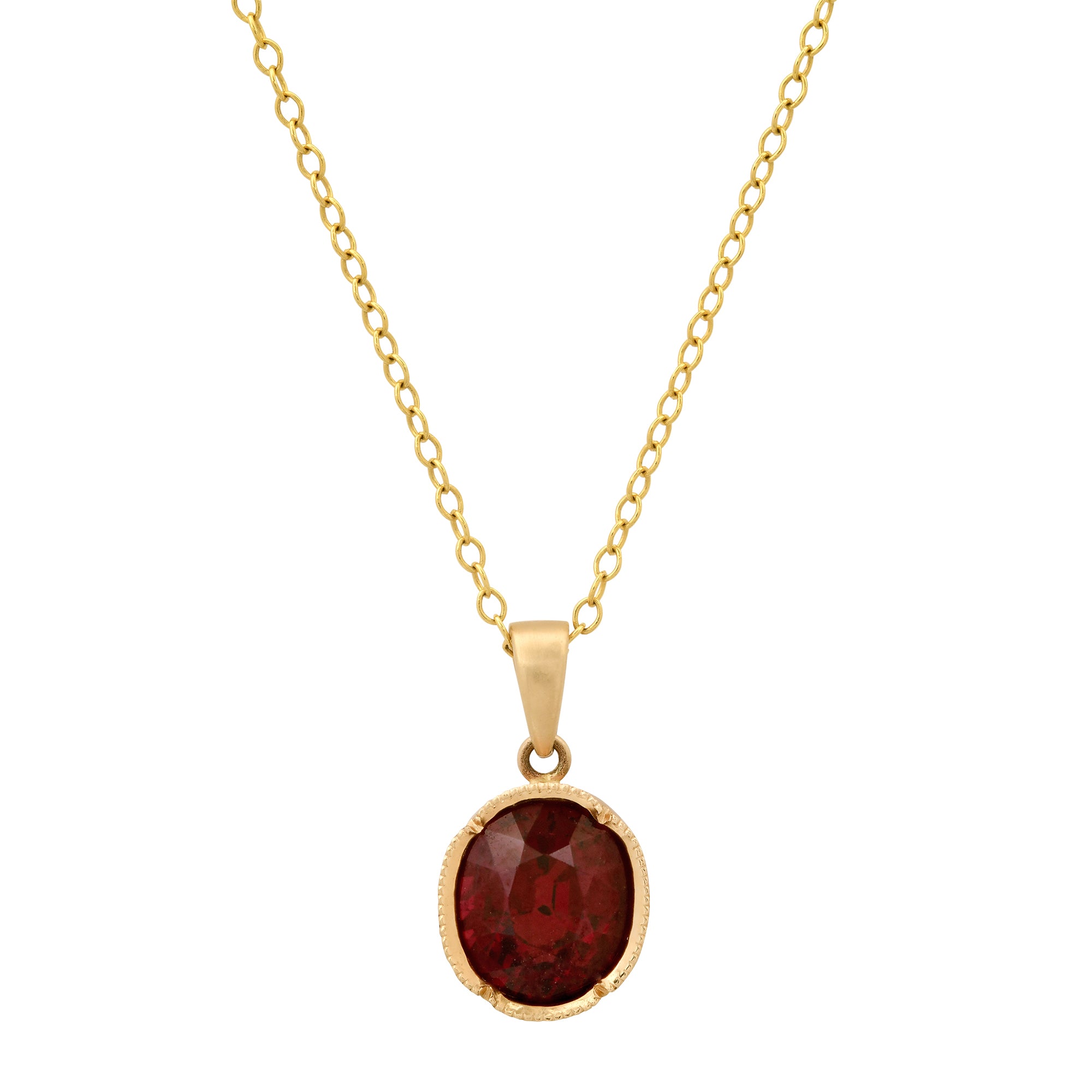 Garnet Drop Necklace Pendant Elisabeth Bell Jewelry   