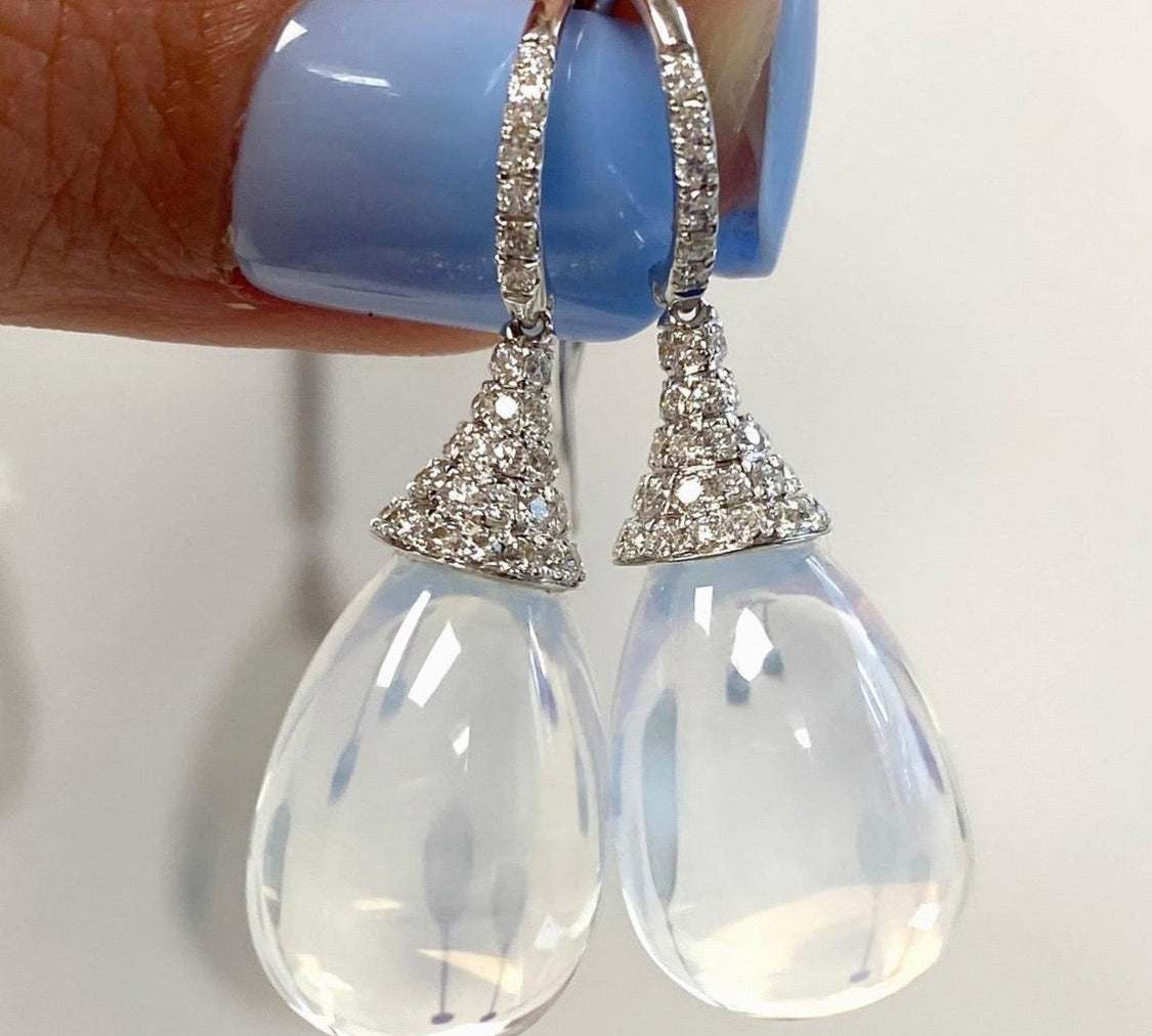 Moon Quartz Drop Earrings Drop Earrings Goshwara   