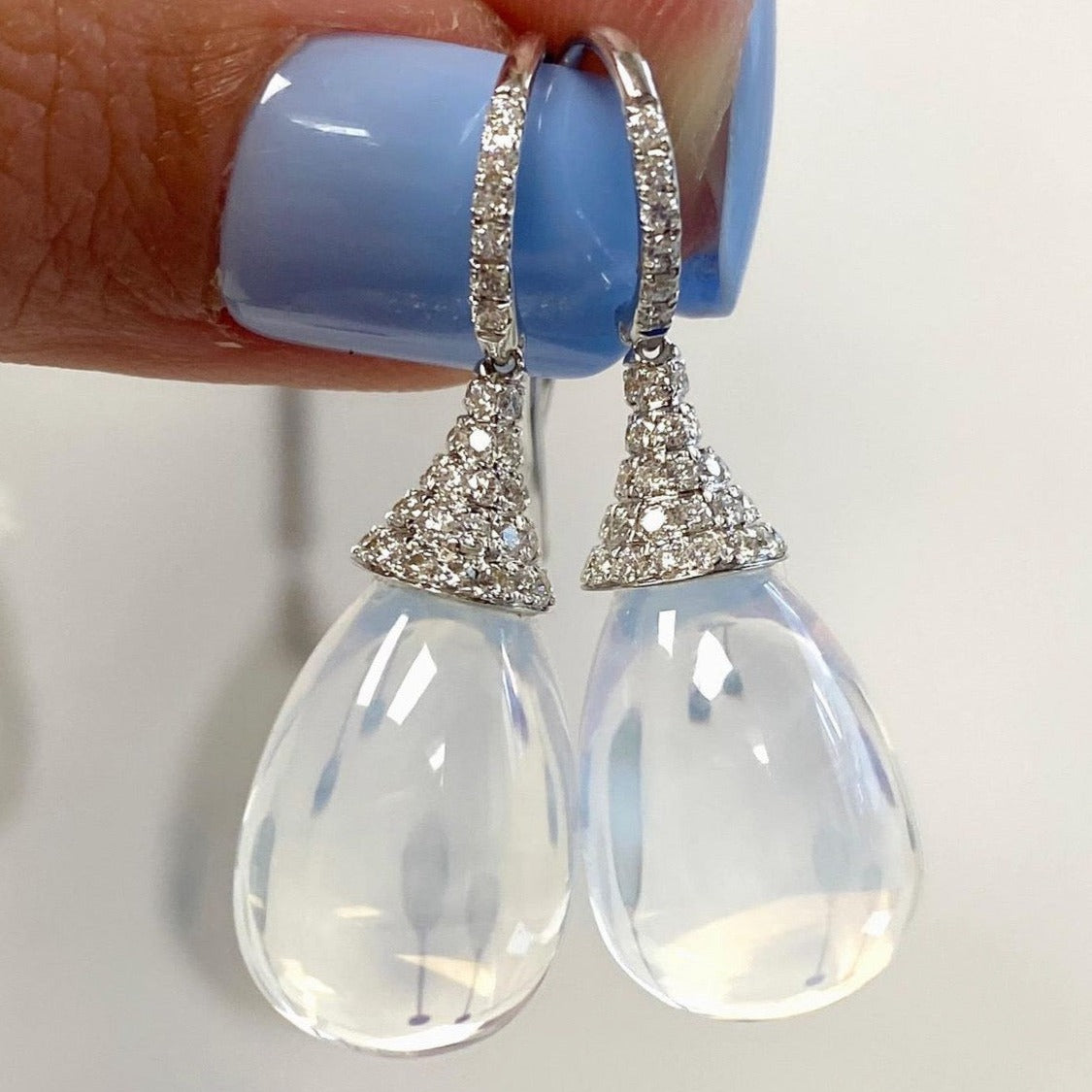 Moon Quartz Drop Earrings Drop Earrings Goshwara   