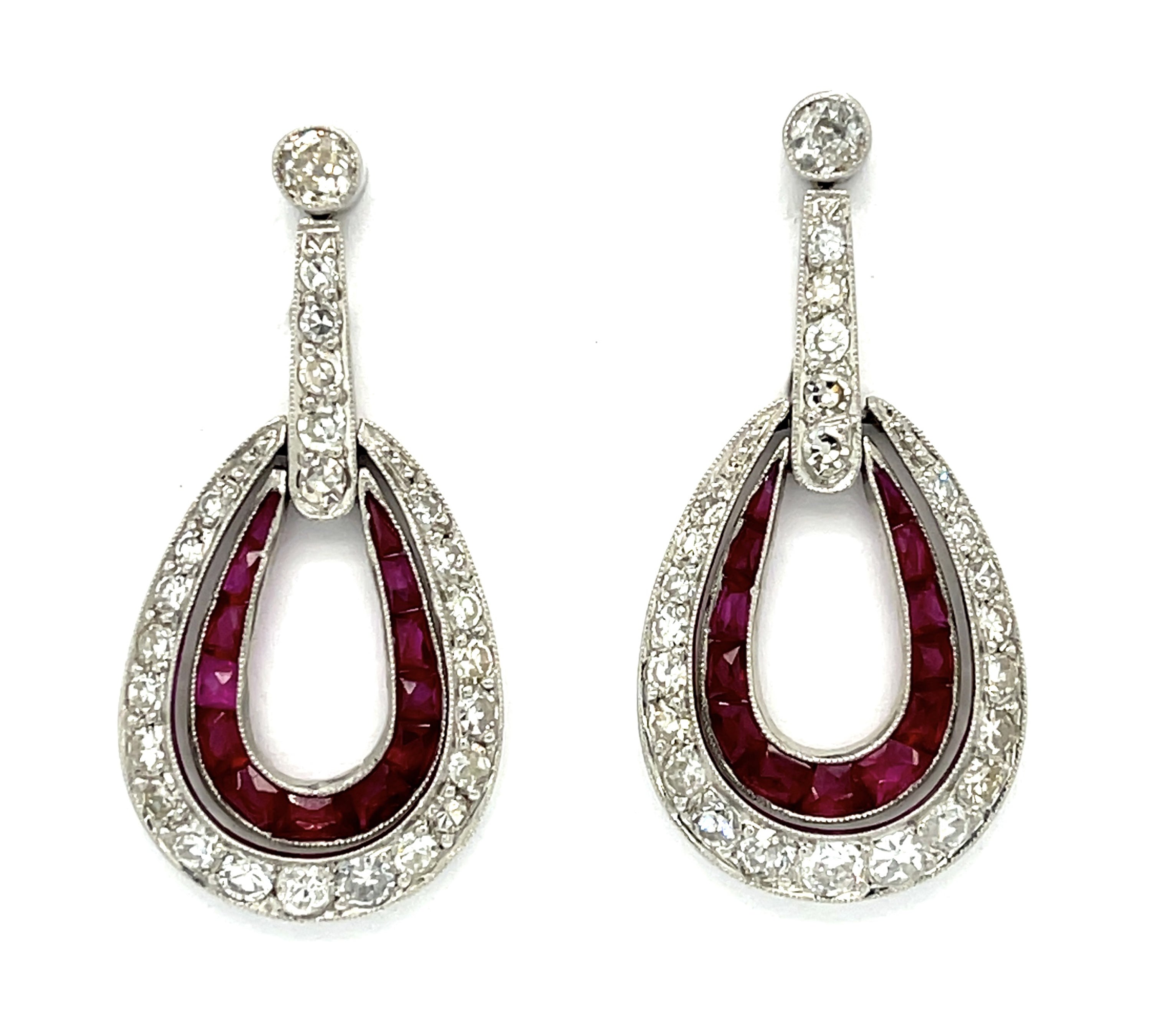 Diamond Ruby Vintage Earrings Drop Earrings Roseark Vintage