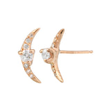 Crescent Moon Pave Stud Earring