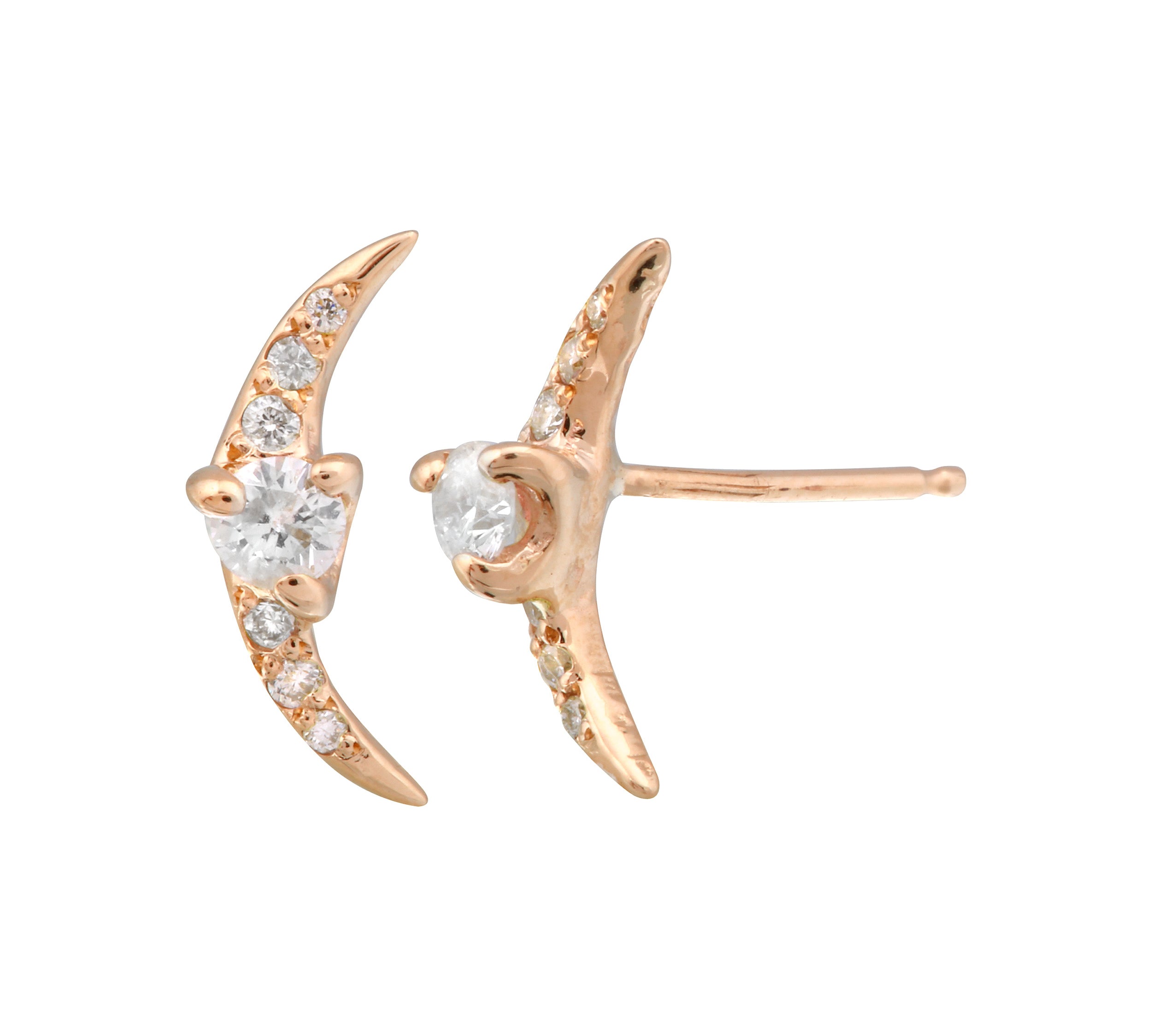 Crescent Moon Pave Stud Earring