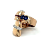 Retro 1940s Two-Tone Statement Ring Statement Ring Roseark Vintage