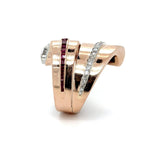 Retro 1940s Two-Tone Statement Ring Statement Ring Roseark Vintage