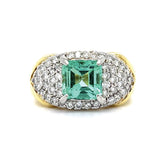 1970s Emerald Diamond Two-Tone Ring Statement Ring Roseark Vintage