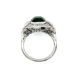 Tsavorite Garnet Diamond Platinum Ring Statement Ring Roseark Vintage