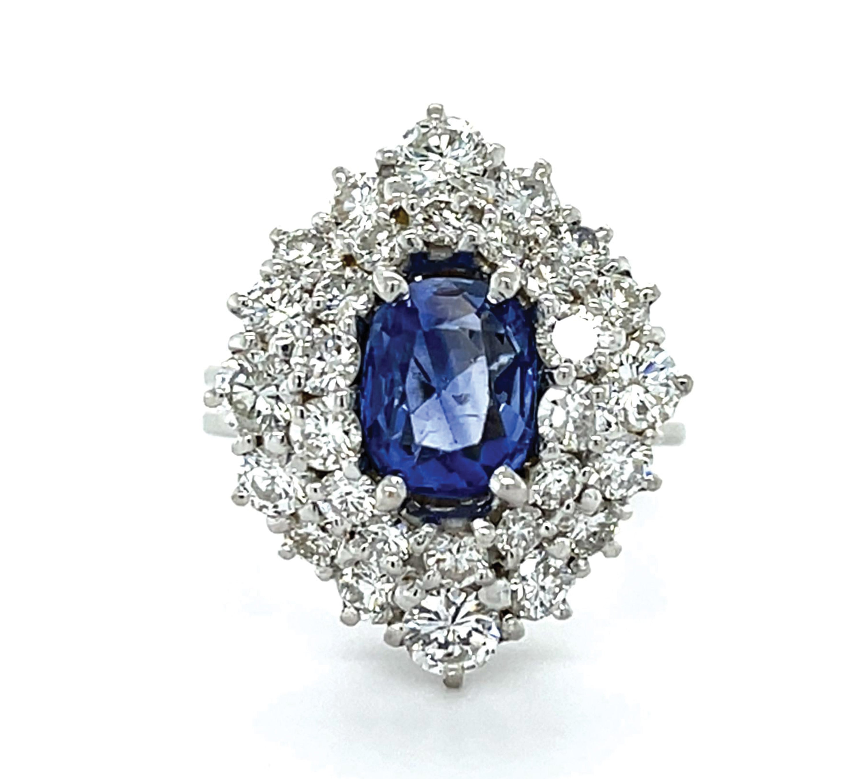 Sri Lanka Sapphire Diamond Duo Ring Statement Ring Roseark Vintage