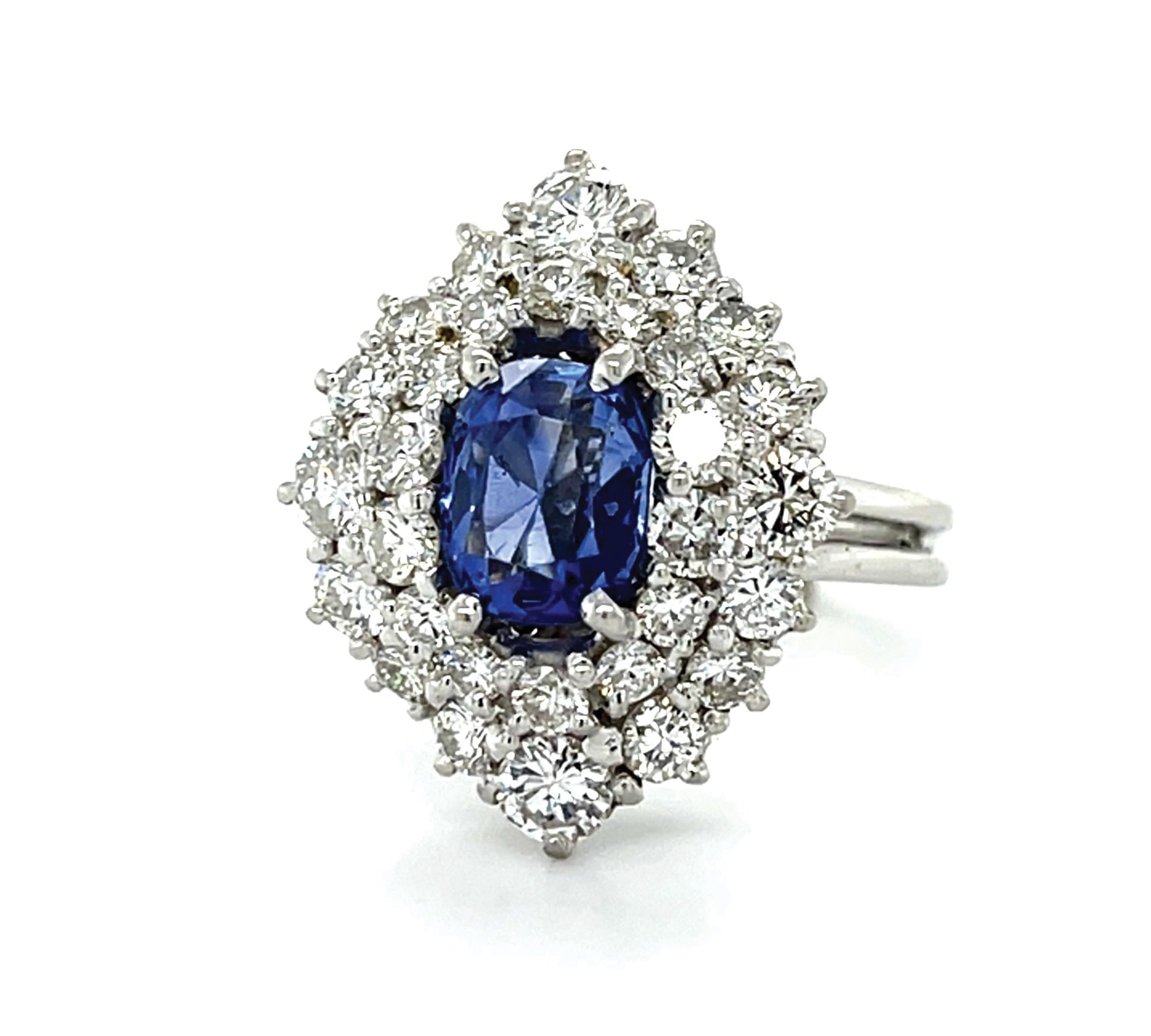 Sri Lanka Sapphire Diamond Duo Ring Statement Ring Roseark Vintage