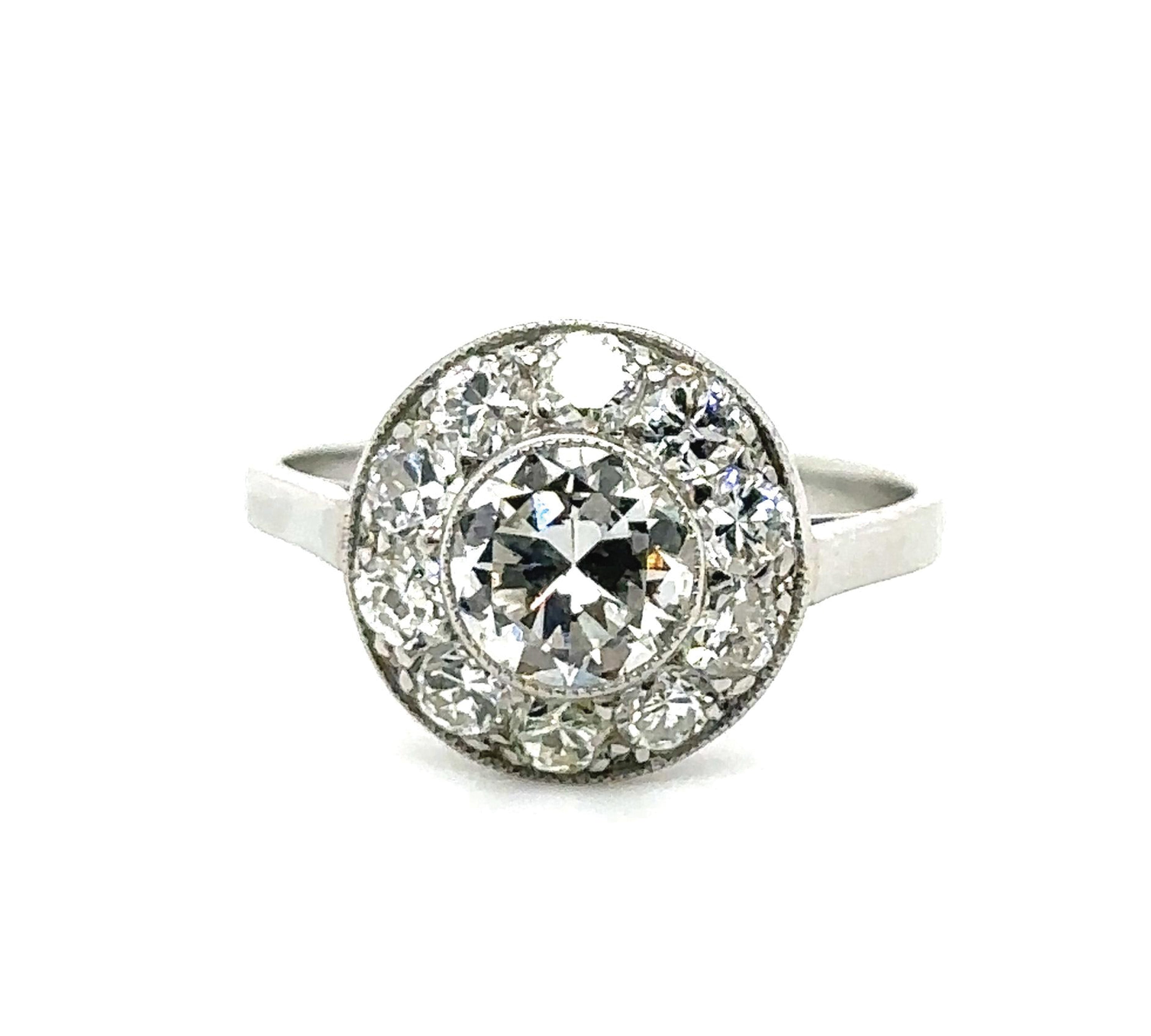 European Diamond Platinum Inspired Ring Cocktail Ring Roseark Vintage