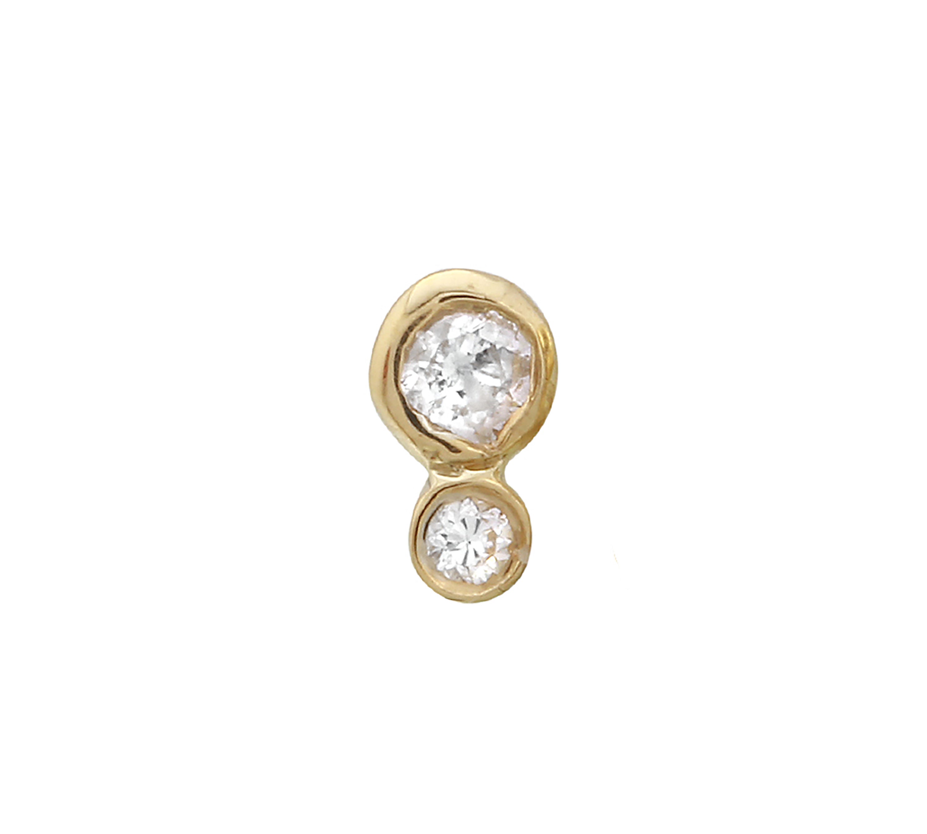 Double Diamond Bezel Stud Stud Earrings Jaine K Designs Single Yellow Gold