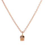 Tiny Skull Necklace Pendant Jaine K Designs Rose Gold Black Diamond 