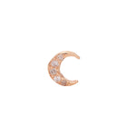 Mini Moon Diamond Pave Stud Stud Earrings Jaine K Designs Single Rose gold