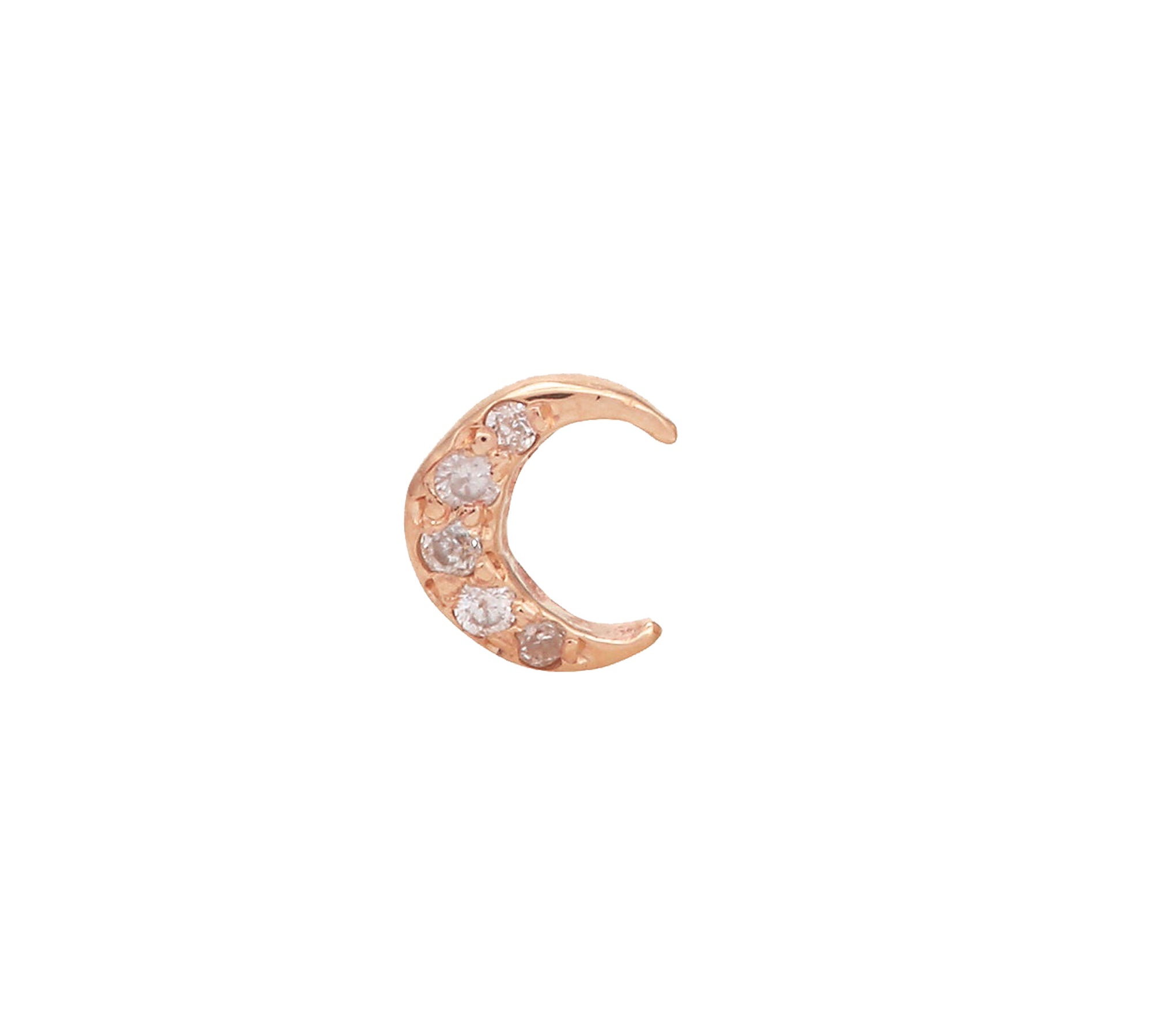 Mini Moon Diamond Pave Stud Stud Earrings Jaine K Designs Single Rose gold