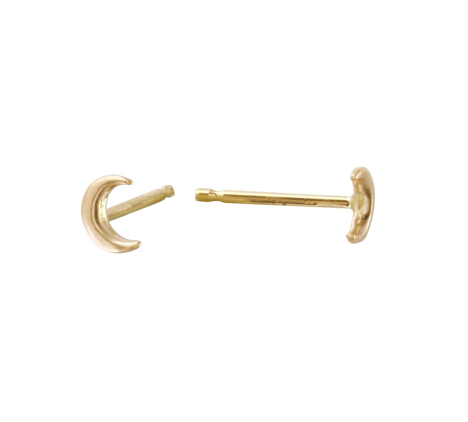 Dainty Moon Stud Stud Earrings Jaine K Designs Pair Yellow Gold