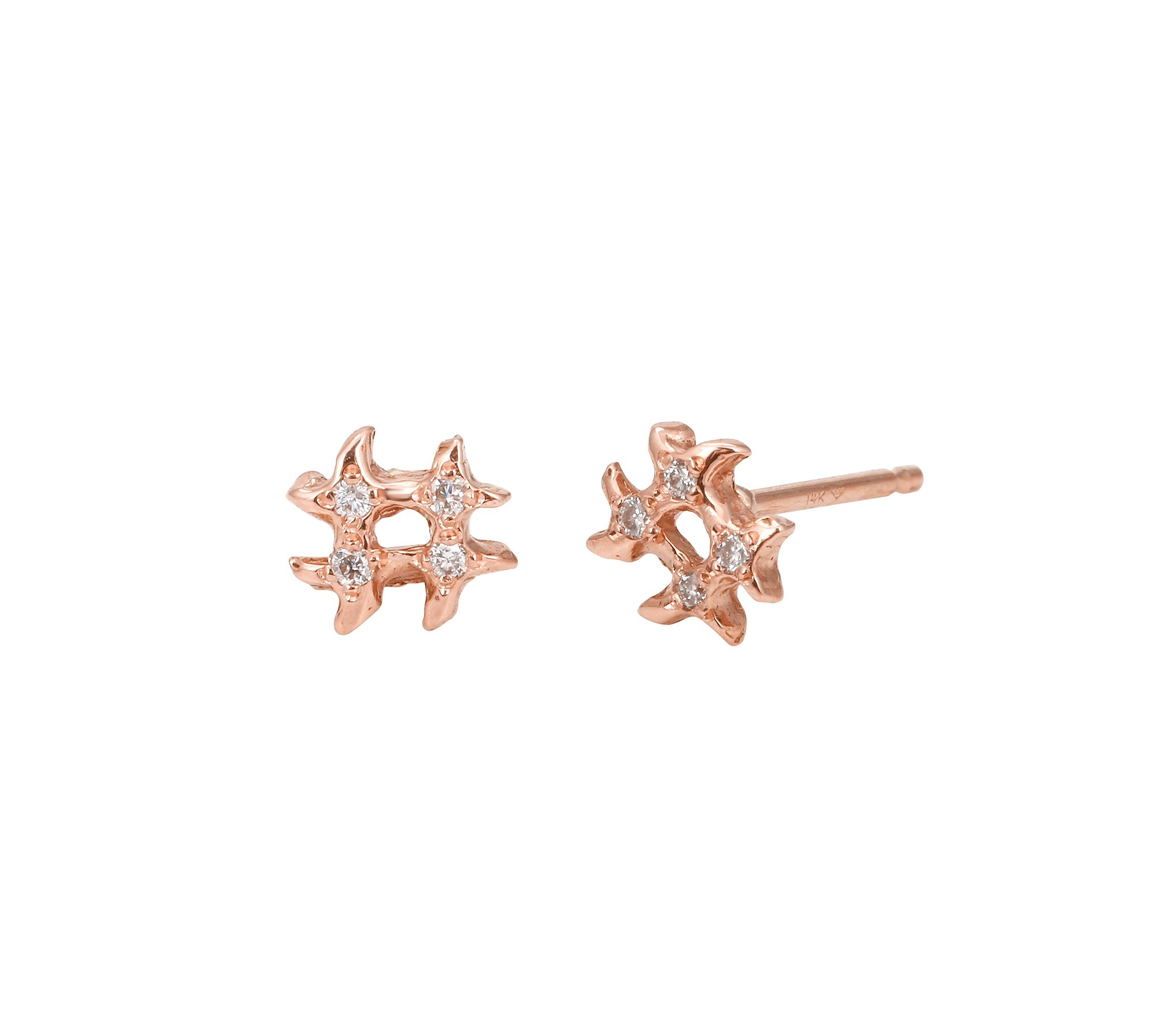 Pave Hashtag Stud Stud Earrings Jaine K Designs Rose Gold  