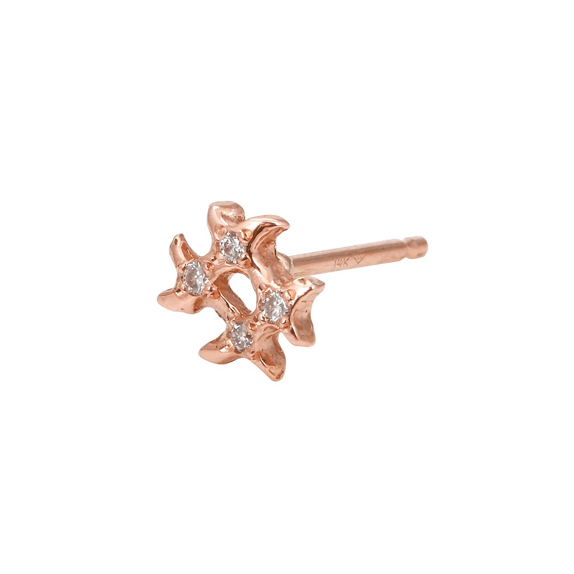 Diamond Hashtag Stud Stud Earrings Jaine K Designs Rose Gold Single