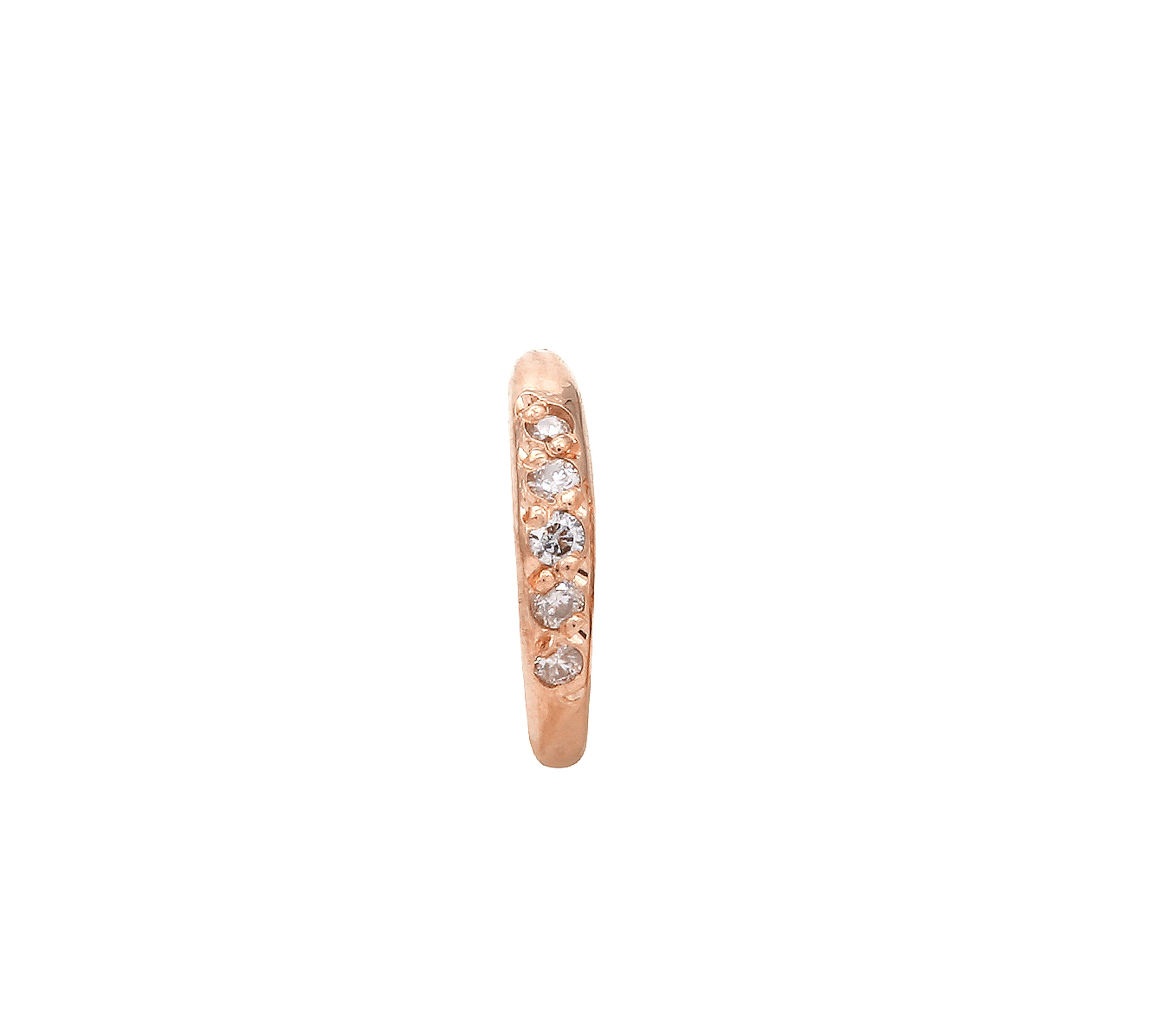 Diamond Half Hoop Pavé Stud Hoop Earrings Jaine K Designs Single Rose gold