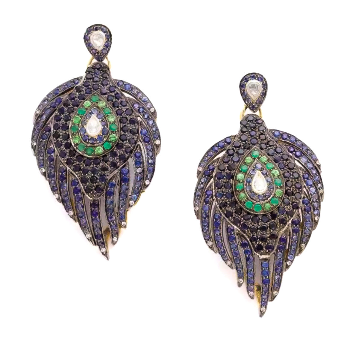 Peacock Feather Stone Earrings Statement Earrings Carolyn Rodney