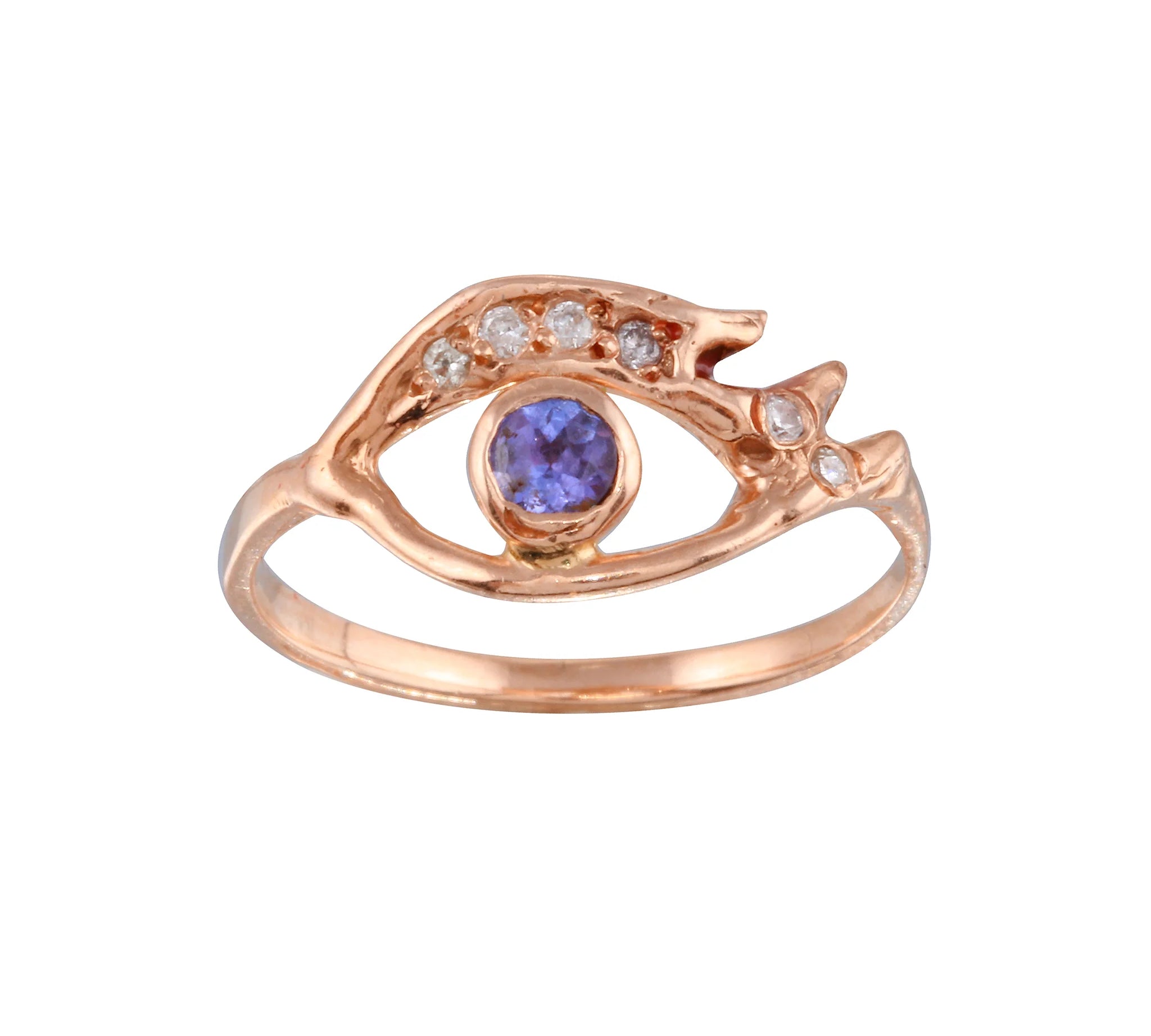 Eye Ring Statement Jaine K Designs Rose Gold Tanzanite 