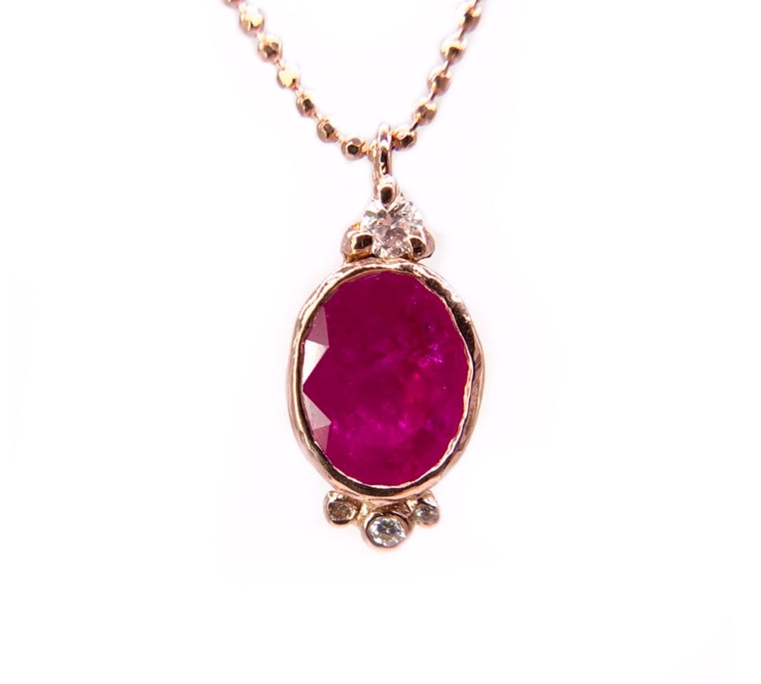 Oval Necklace, Ruby Pendant Jaine K Designs   