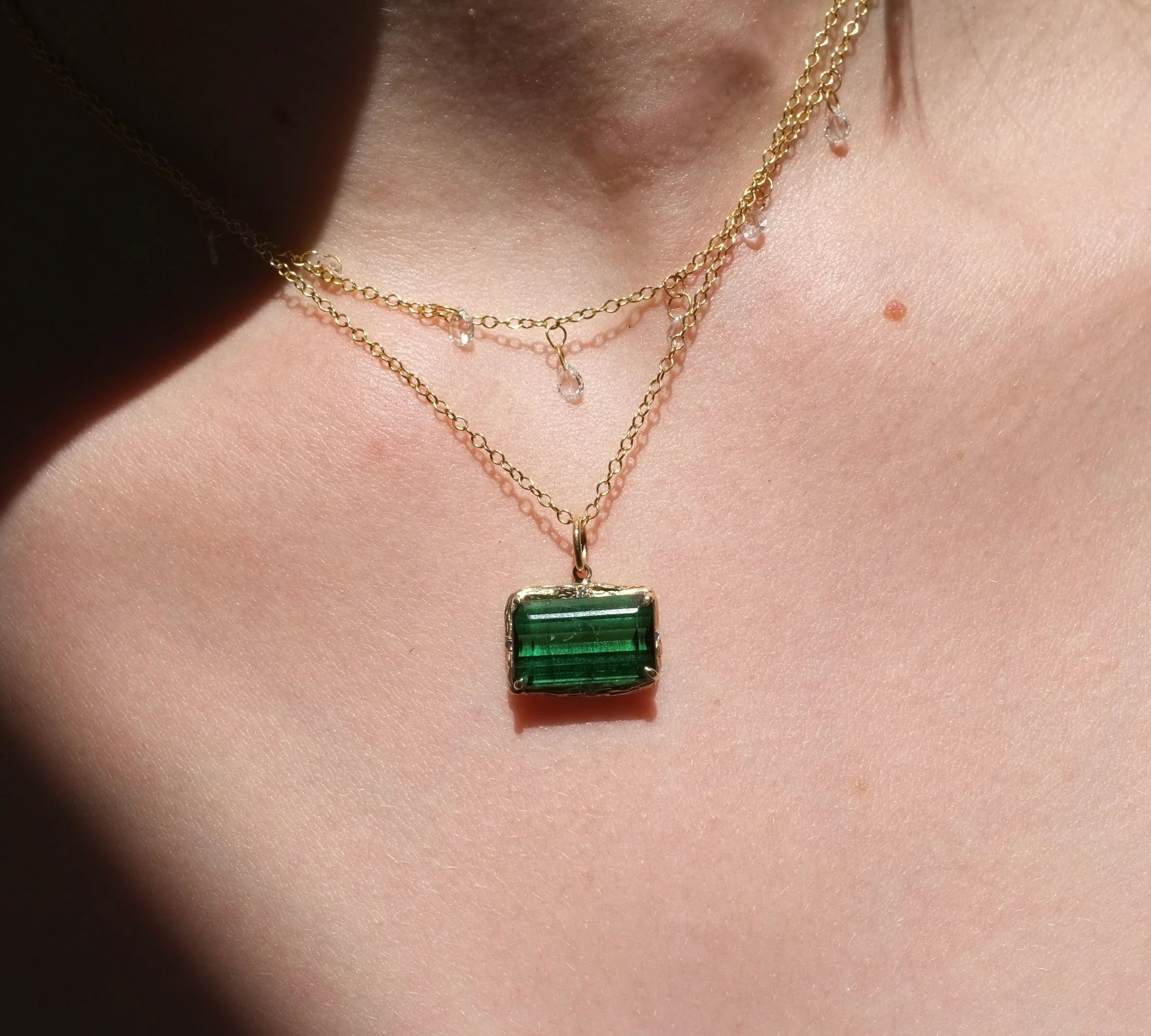 Green Tourmaline Necklace Pendant Necklace Elisabeth Bell Jewelry