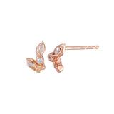 Stem Leaf Marquise Diamond Stud Stud Earrings Jaine K Designs Rose Gold Pair