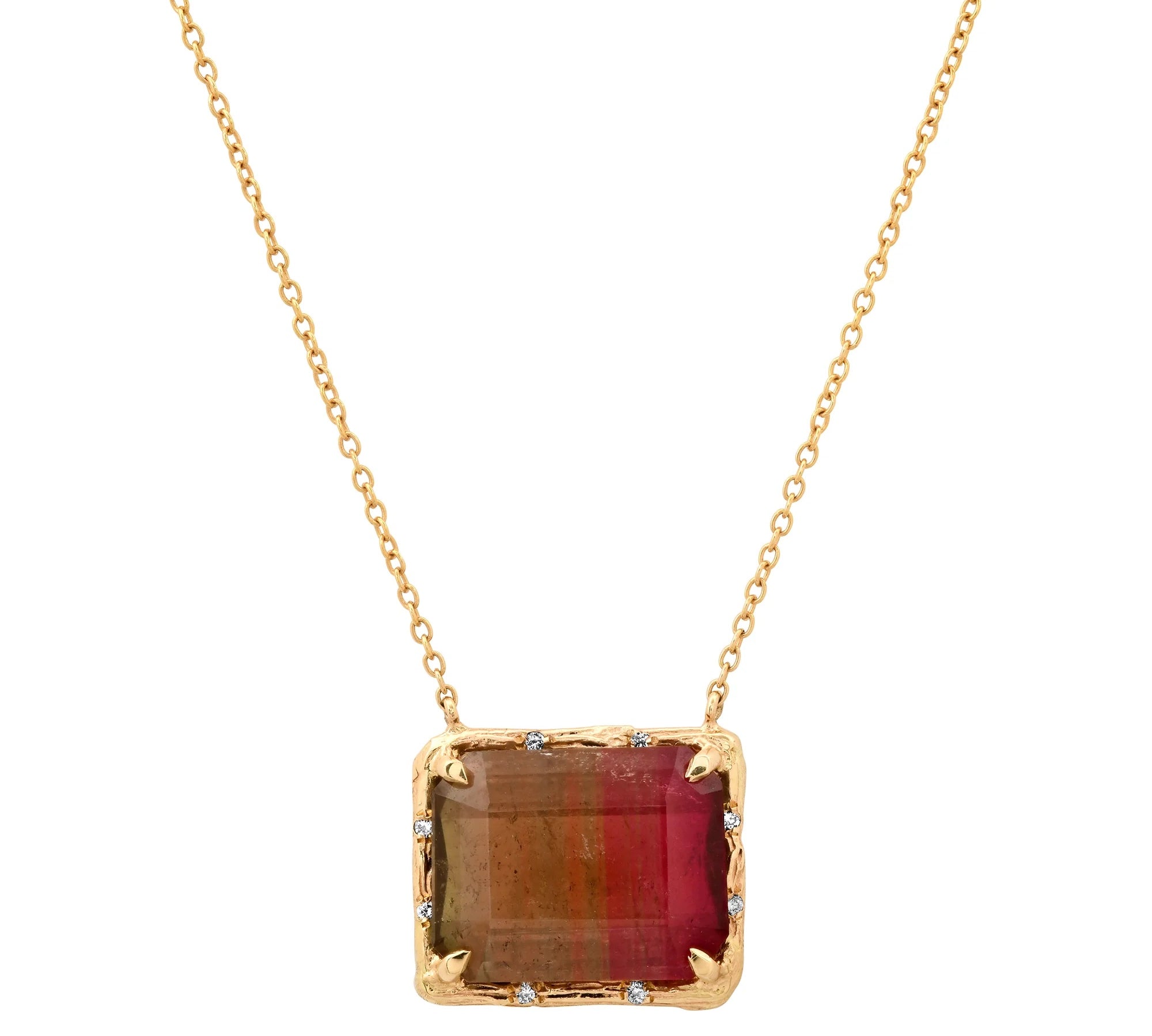 Bi-Color Tourmaline Necklace Pendant Elisabeth Bell Jewelry   