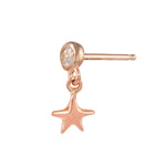 Diamond Bezel Star Dangle Earring Drop Earrings Jaine K Designs Rose Gold Without Diamond Bezel Single
