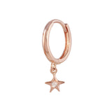 Huggie with Diamond Star Huggie Earrings Jaine K Designs Single Rose gold