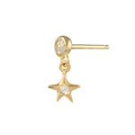 Diamond Bezel Star Dangle Earring Drop Earrings Jaine K Designs Yellow Gold With Diamond Bezel Single