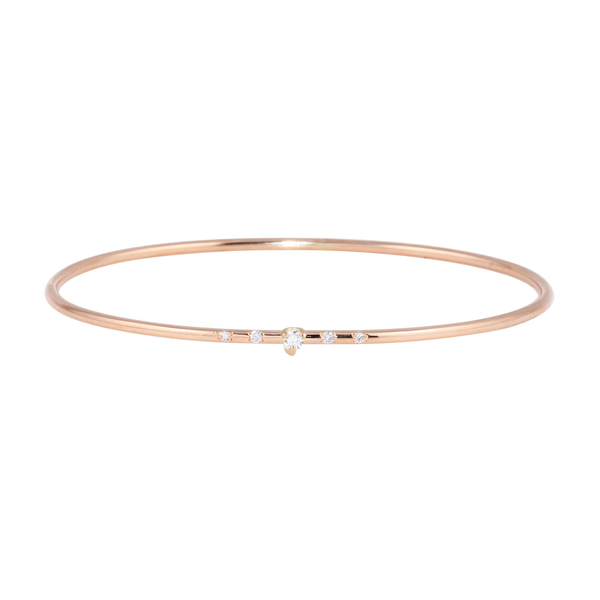 Diamond Solitaire with Pave Bangle Bangle Jaine K Designs Rose gold