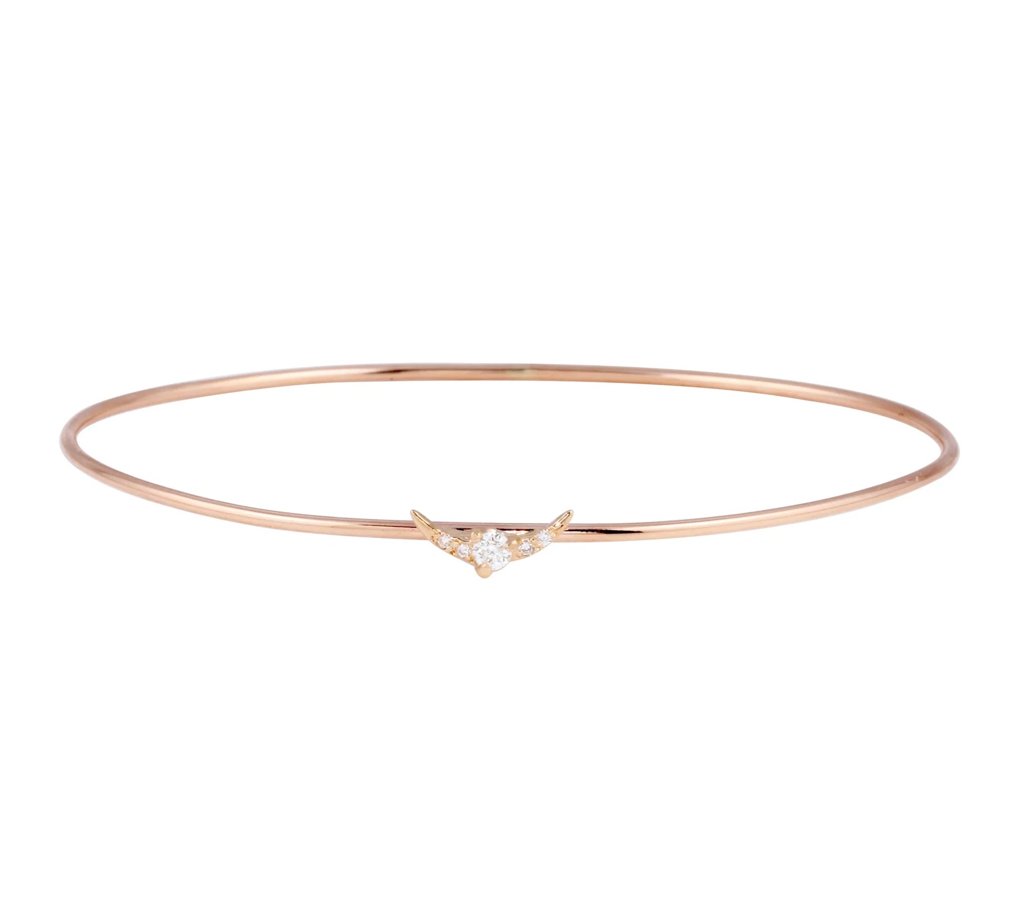 Gold Pave Crescent Bangle Bangle Jaine K Designs Rose gold