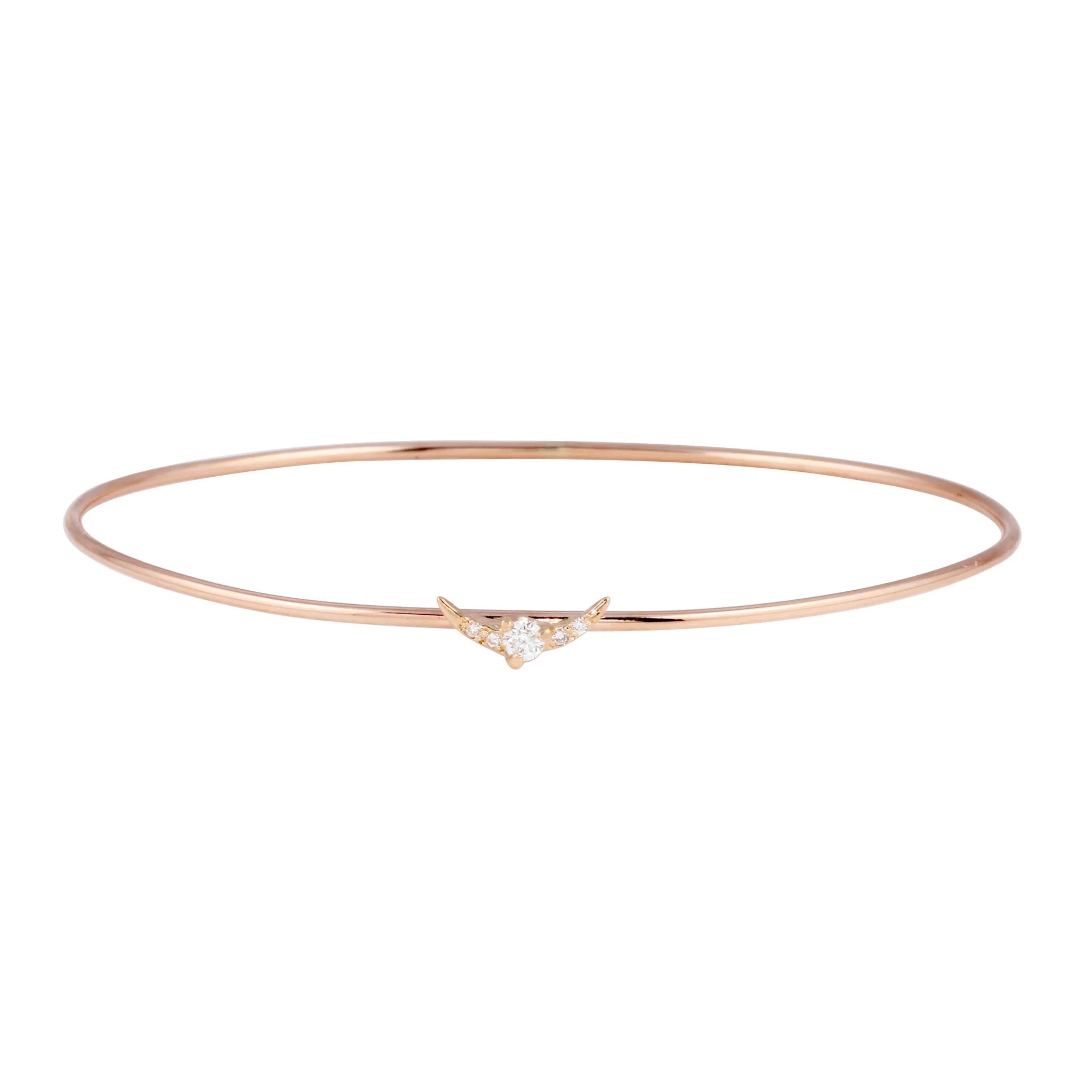 Gold Pave Crescent Bangle Bangle Jaine K Designs Rose gold