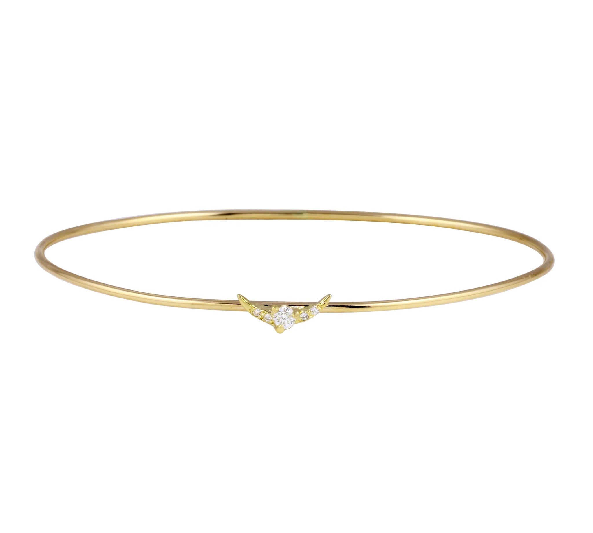 Gold Pave Crescent Bangle Bangle Jaine K Designs Yellow Gold