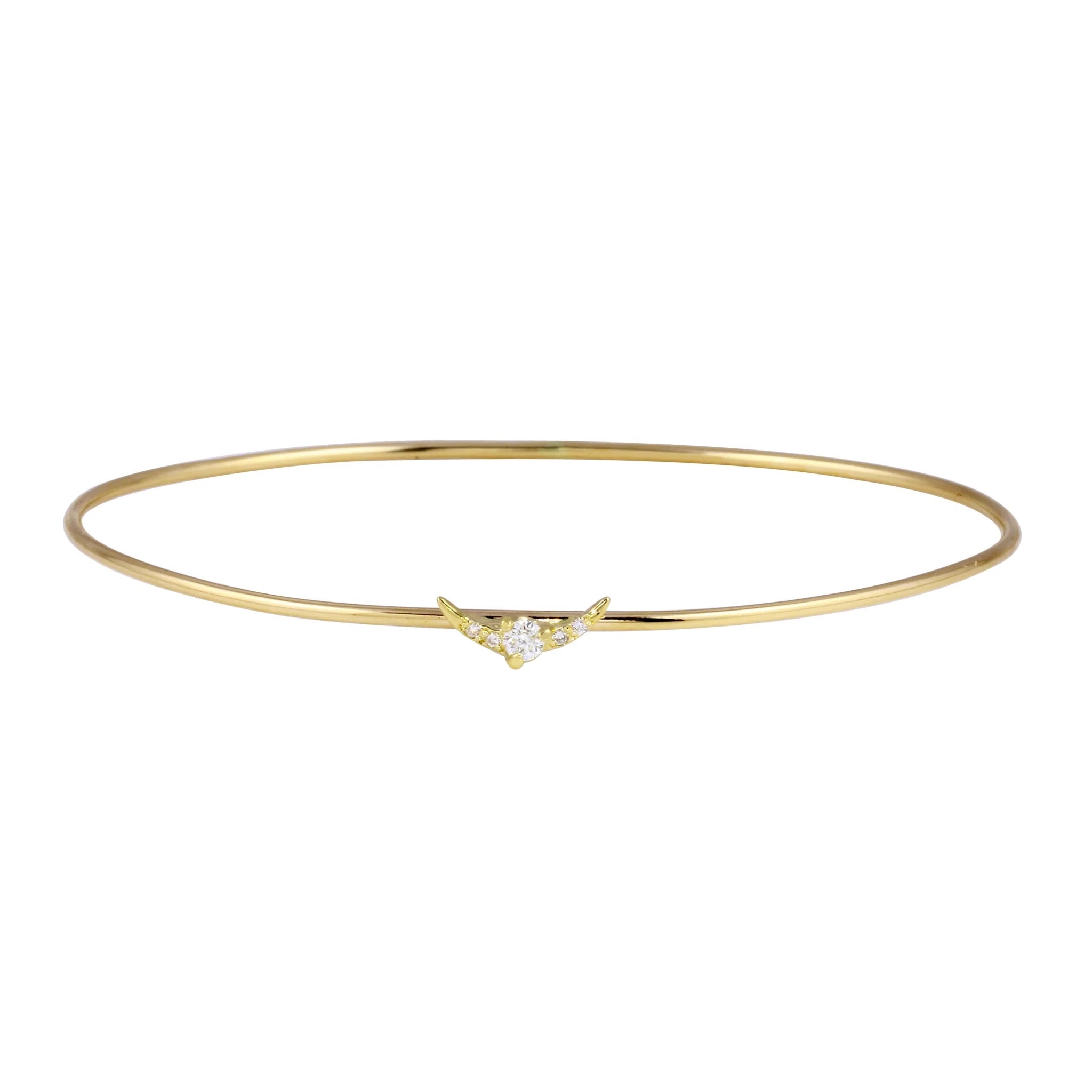 Gold Pave Crescent Bangle Bangle Jaine K Designs Yellow Gold