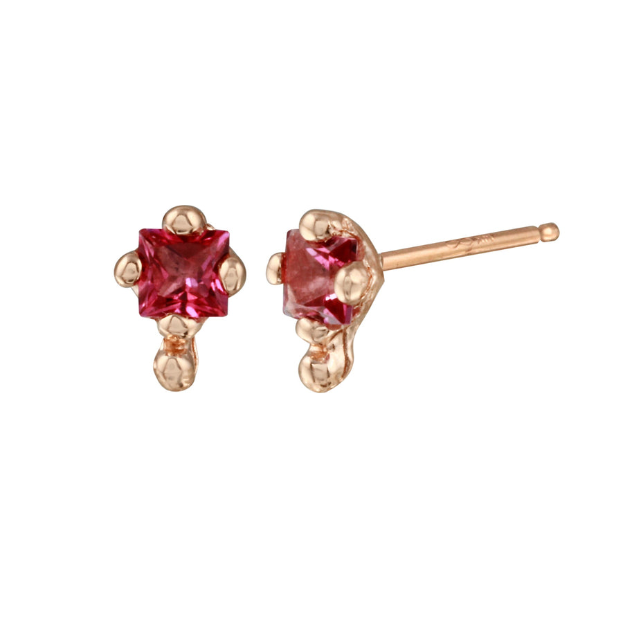 Pink Topaz Square Dot Stud Studs Jaine K Designs   