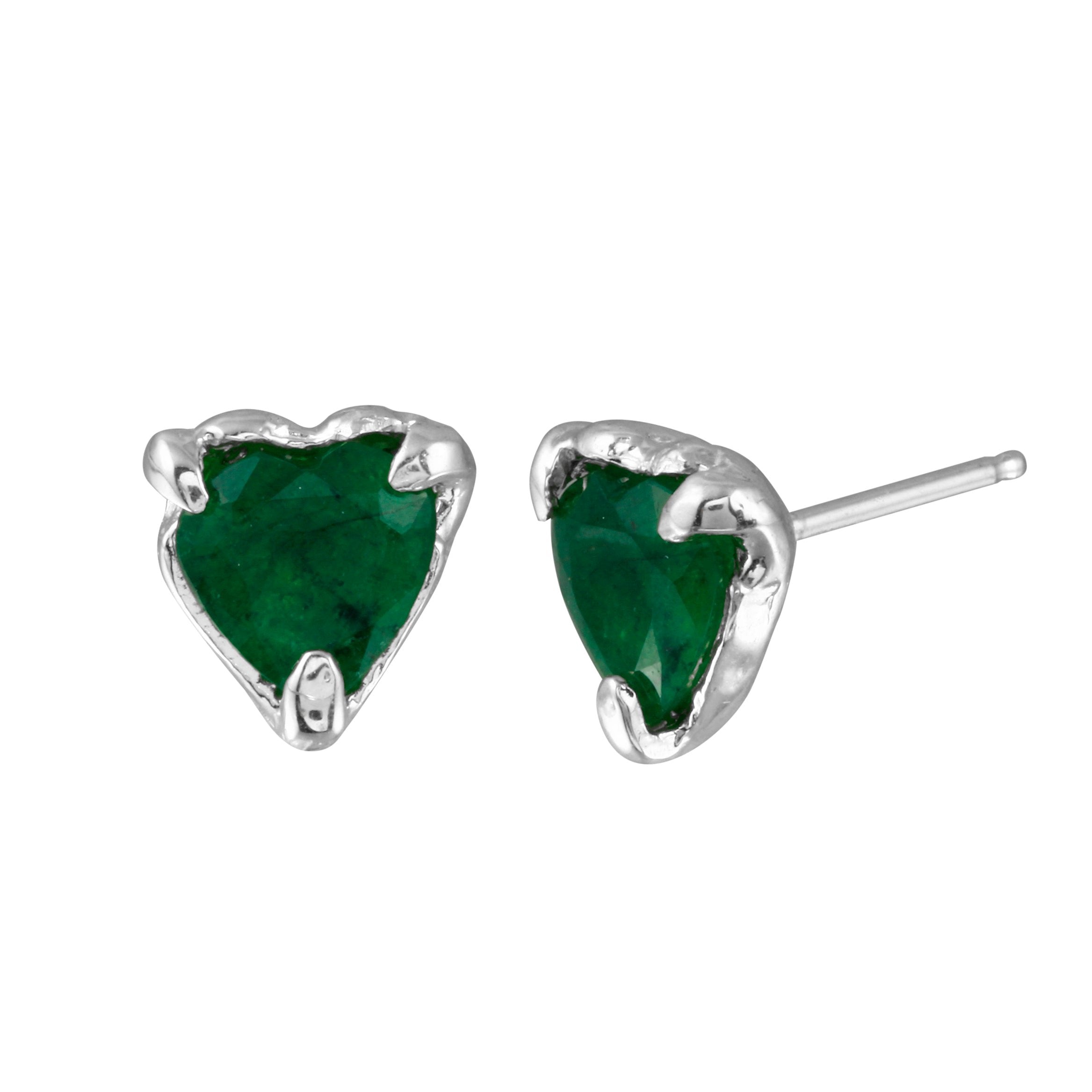 Emerald Heart Stud Stud Earrings Jaine K Designs Pair