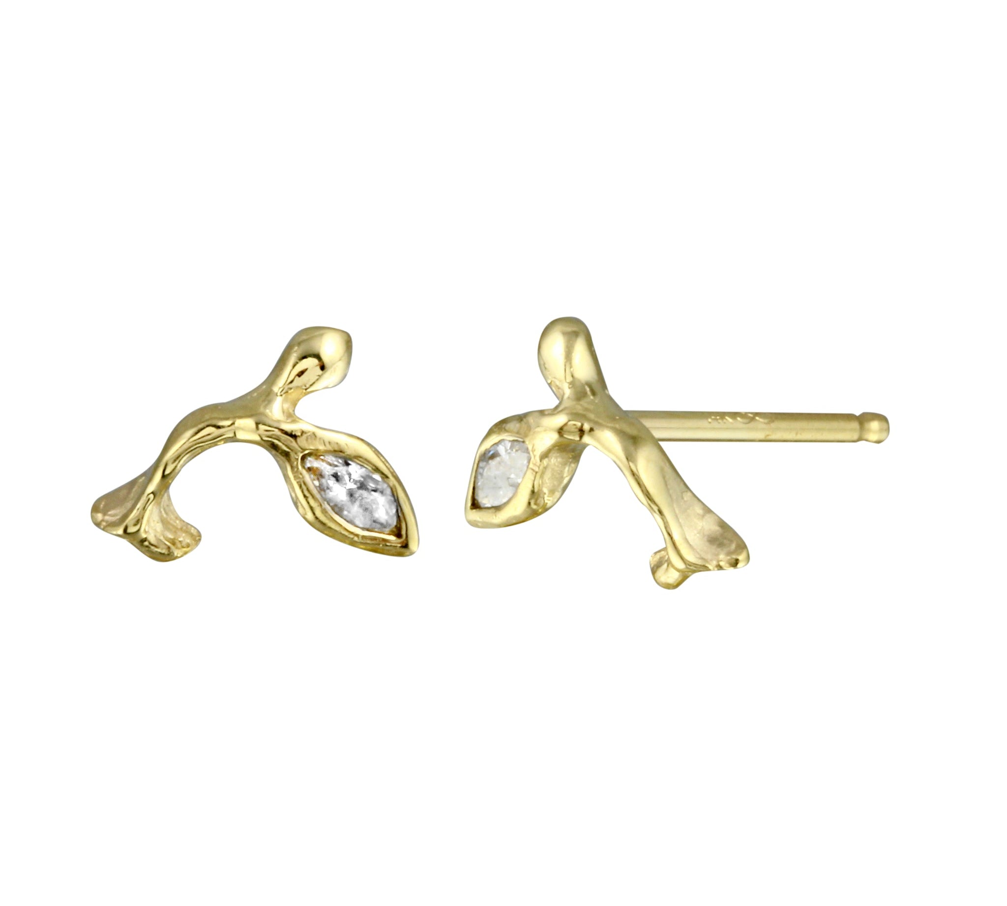 Curved Twig Marquise Diamond Stud Stud Earrings Jaine K Designs   