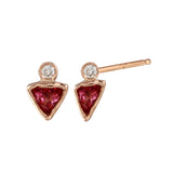 Triangle Pink Topaz and Diamond Stud Stud Earrings Jaine K Designs   
