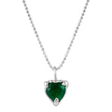 Emerald Heart on Diamond Cut Chain Necklace Pendant Jaine K Designs   